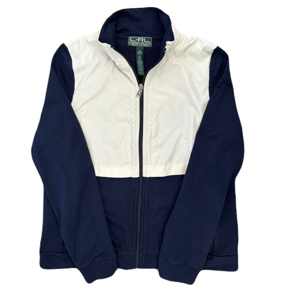Lauren Ralph Lauren L-RL Active Women’s Full Zip Jacket Navy/Cream Size Large